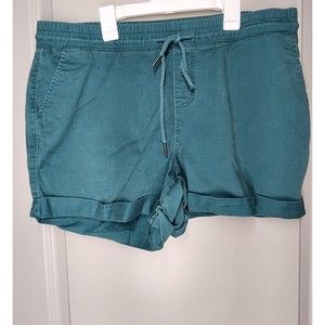 Time And True Bermuda Shorts Green size Large 12-14 New Drawstrings relaxed fit